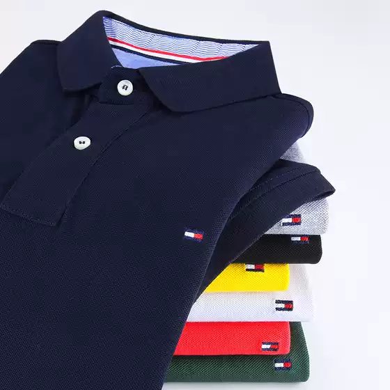 Summer TOMMY Men's Tommy Lapel POLO Shirt Cotton plus size Loose Short-sleeved Casual T-shirt Men's One Piece Hair