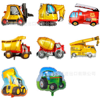 Cross-border vehicles aluminum film balloon cartoon shape crane excavator forklift engineering vehicle agricultural vehicle
