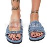 Cross-border foreign trade new European and American 2021 ladies sandals beach solid color casual Denim fish mouth flat heel low slippers