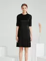 Round neck short sleeve contrast trim dress (single line)