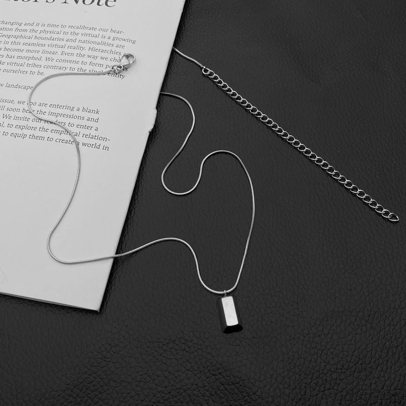 Titanium Steel Women's Color-retaining Brick Silver Brick Gold Block Gold Bars Solid Gift This Year Necklace Light Luxury Women's Accessories Collocation