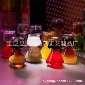Creative Bar Cocktail Layered Water Cup Gourd Cup Clear Bar Jagermeister Two-Color Glass Bullet Cup Wine Glass