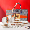 Horse Retro Style Ceramic Tableware Bowl and Chopsticks suit Light Luxury Gift Boxed Wedding Accompanying Gift Opening Festival housewarming