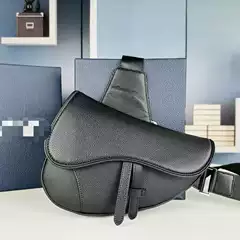Dior 24 New Model Men's Grain Leather Flap Closure Crossbody Saddle Bag Chest Bag Actual Photos