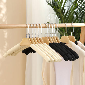 Sponge Anti-slip Hanger Storage Anti-shoulder Corner Solid Wood Soft Sweater Seamless Household Clothes Wooden Hanging Clothes Special for Clothing Store