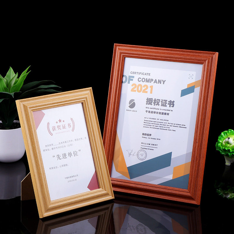a4 wooden certificate frame simple a3 business license frame calligraphy and painting calligraphy 8K frame a5 certificate photo frame wholesale