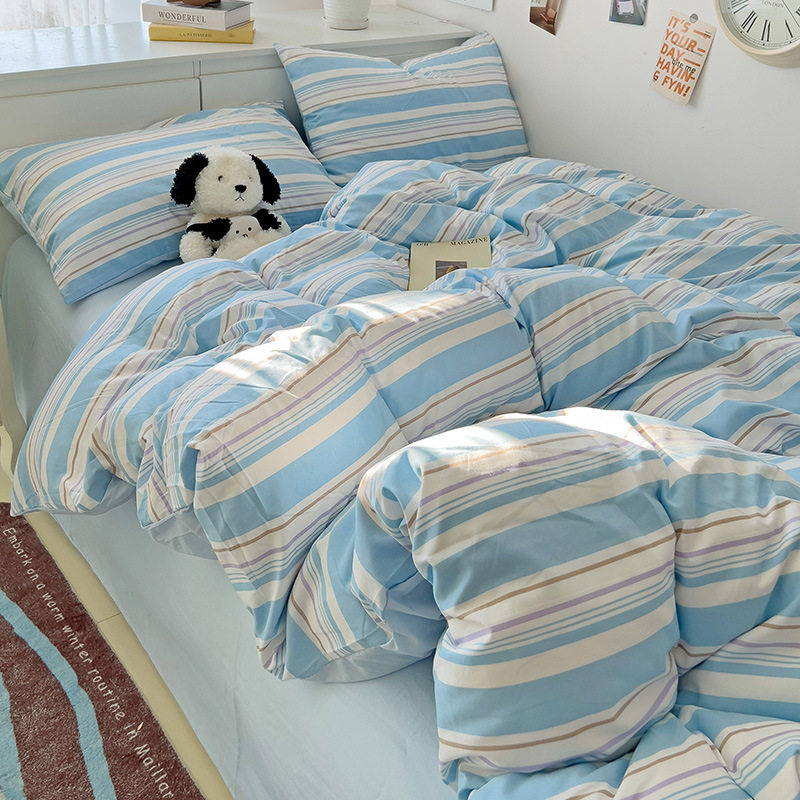 ストライプ - ブルー [肌に優しく、裸で寝ることができます]