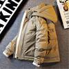 Down Jacket Men's Autumn and Winter 2024 New Light Clothing Pure Color Fleece-Lined Thickeneded Work Jacket