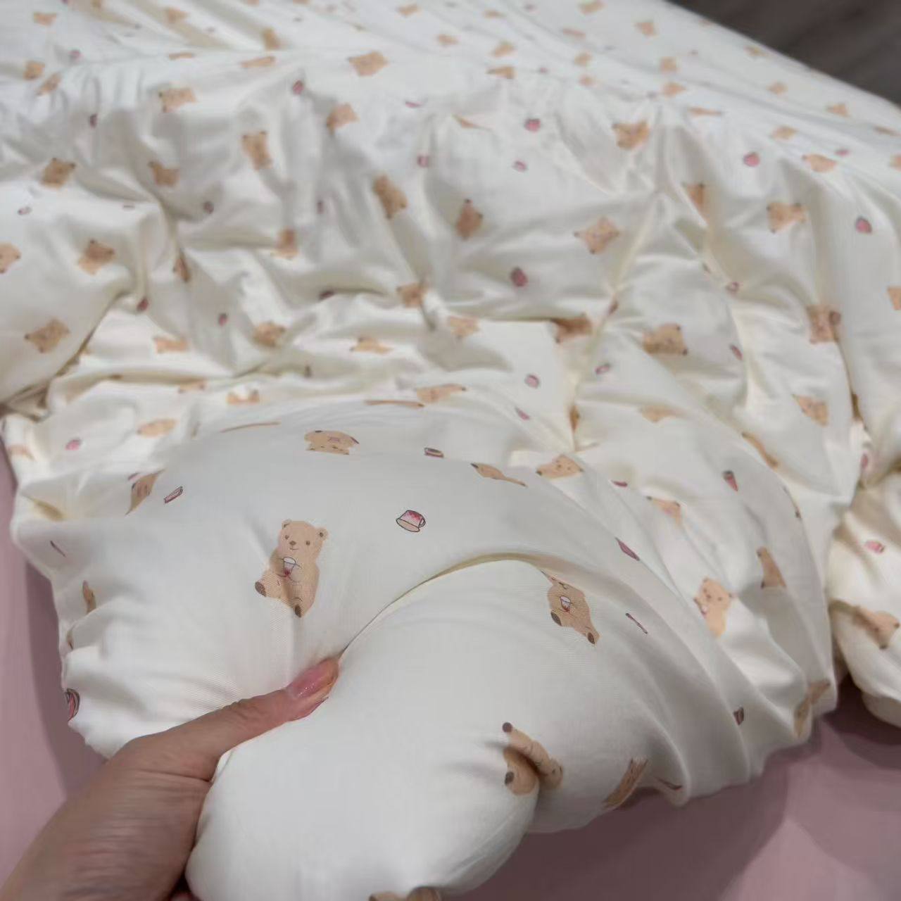 Cotton Imported Knitted Cotton Tianzhu Cotton Four-Piece Set Cartoon Printed Quilt Cover Super Soft Class a Pure Cotton Set Wholesale