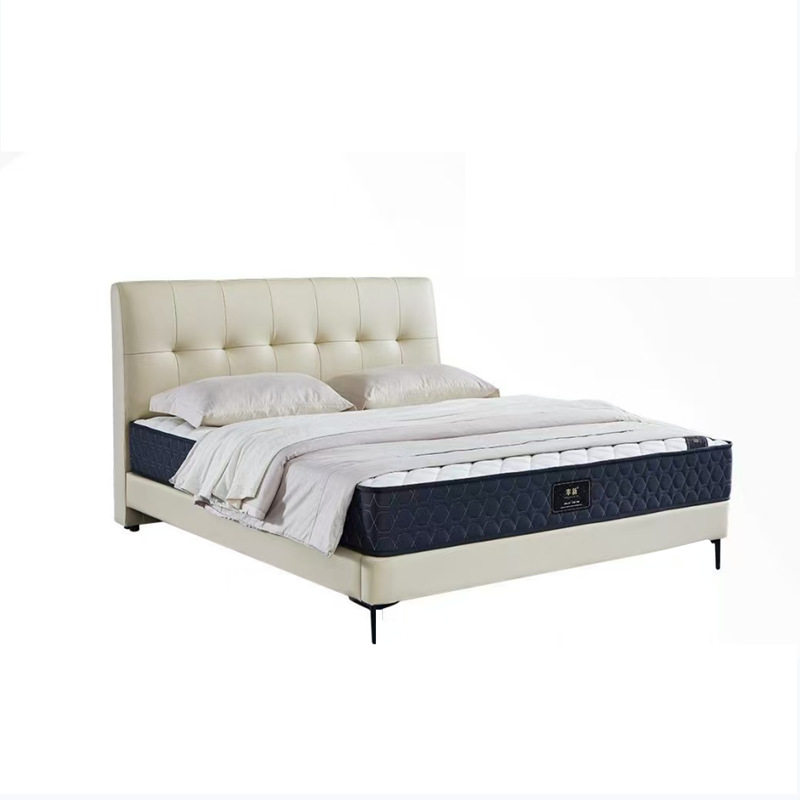 皇琛软体意式实木床极简床头真皮牛皮时尚静音床卧室家具工厂直营