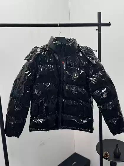 Foreign Trade Cross-Border Trapstar New Detachable Hood Glossy Pu Leather Cotton Jacket Fashion Autumn and Winter Thickened Warm Coat