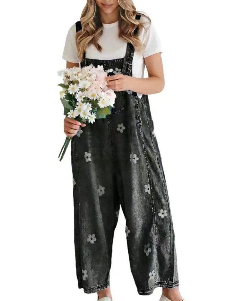 Womens Loose Fit Wide Leg Denim Overalls Fashionable Comfortable Summer Style Available for Wholesale