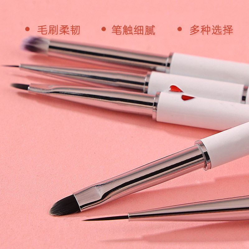 New Red Peach Heart Metal Pen Holder Manicure Brush Paint Pen Pull Line Pen Light Therapy Pen Carving Pen 12 Pack