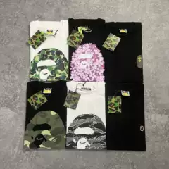 Three-Brand Trendy Brand Bape Collaboration Short-Sleeve T-Shirt Unisex Ape Head Camouflage Loose Short-Sleeve T-Shirt
