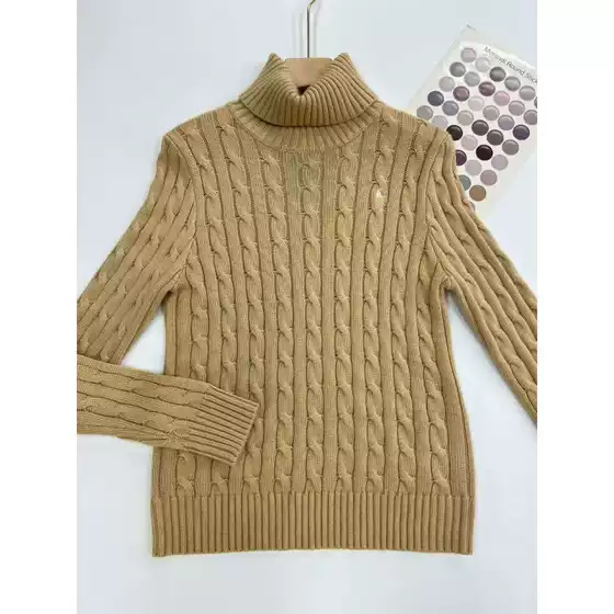 Goat Wool Twisted Pattern Slim-Fit Thickened Sweater, 2-Ply Yarn Pullover, Warm High-Neck Wool Sweater for Students