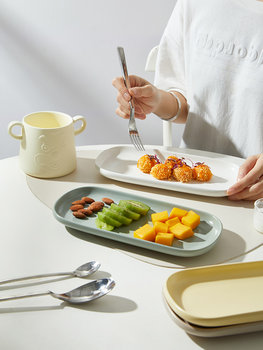 Scandinavian Long Plate Afternoon Tea Dessert Plate Ins Popular Sushi Plate Household Square Dish Plate