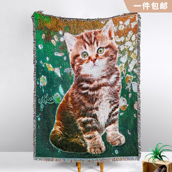 Customized New Cotton Jacquard Thread Blanket Cartoon Thickeneded Non-Slip Tassel Thread Blanket Office Nap Blanket Wholesale