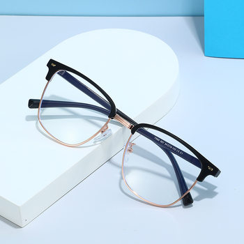 Eyebrow metal ring computer glasses frame TR90 ultra-light fashion unisex square round anti-blue light frame