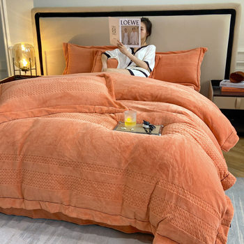 Milk Four-Piece Set Class a Maternal and Infant Grade 260g High Weight Thickeneded Warm Coral Baby Velvet Quilt Cover Bed Sheets Soft