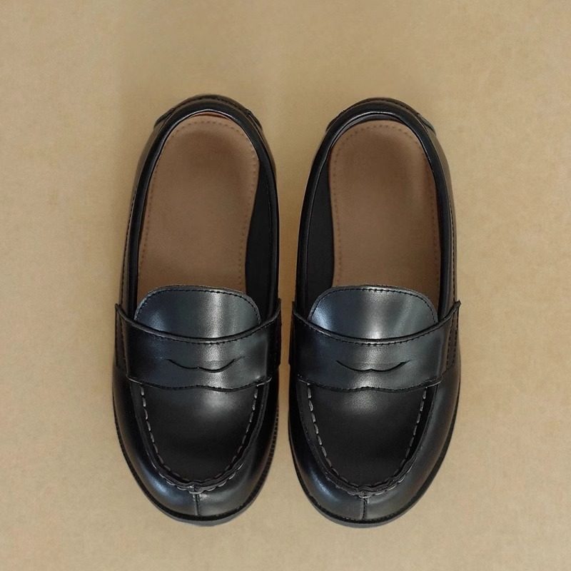 Korean Style Cowhide Girls Retro Loafers 2025 New Style Princess Style Kidsren's Leather Shoes Baby Soft Sole Shoes