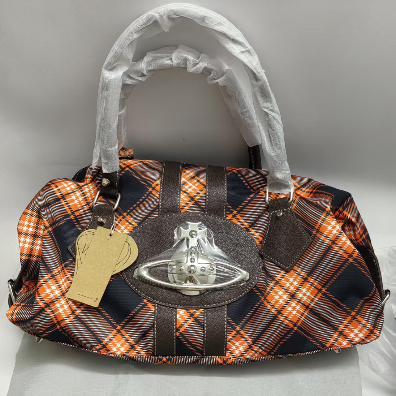 チェック柄オレンジ