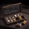 Wood Grain Leather Watch Storage Box, Home Watch Placement Box, High-End Exquisite Solid Wood Display Box, Mechanical Watch Jewelry Box