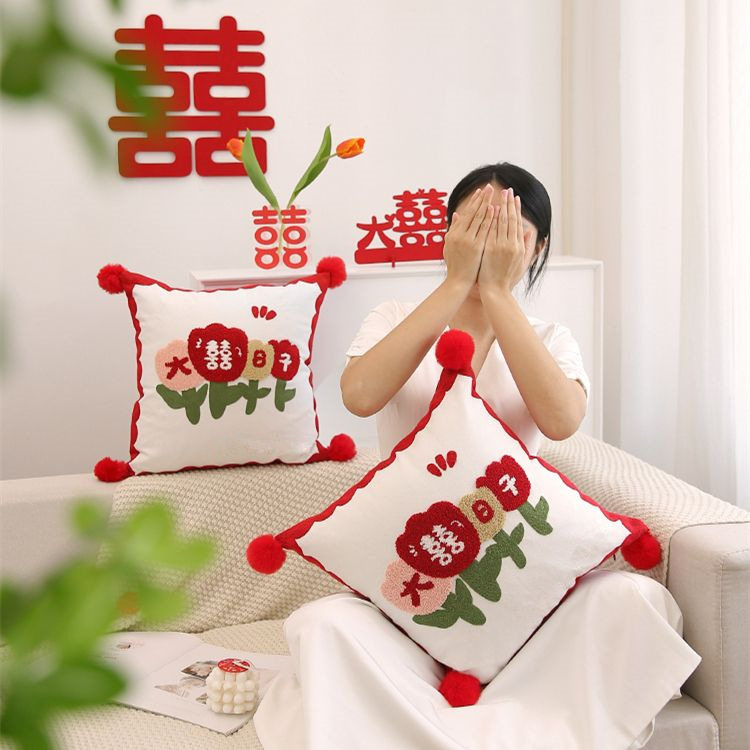 Wedding room layout wedding letter pillow a pair of bed living room sofa decoration back cushion pillow wedding supplies