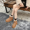 Guangzhou Thick-Soled Velcro Snow Boots for Women, Height-Increasing Warm Platform Chelsea Boots with Washboard Soles, Short Boots