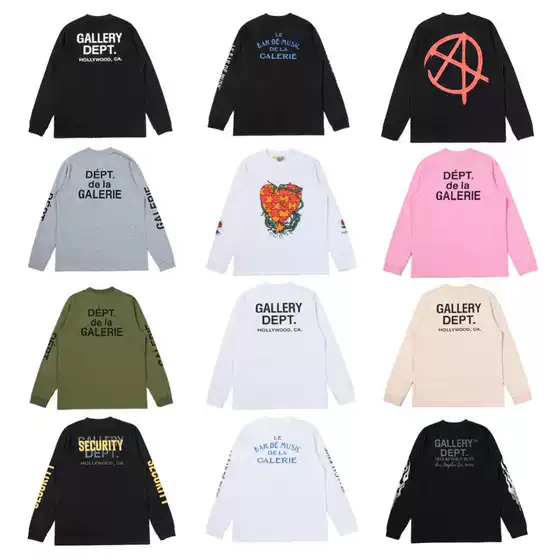 Gallery Dept New Classic Letter Print Street Fashion Brand Loose Casual Trendy Long-Sleeved T-Shirt for Men and Women