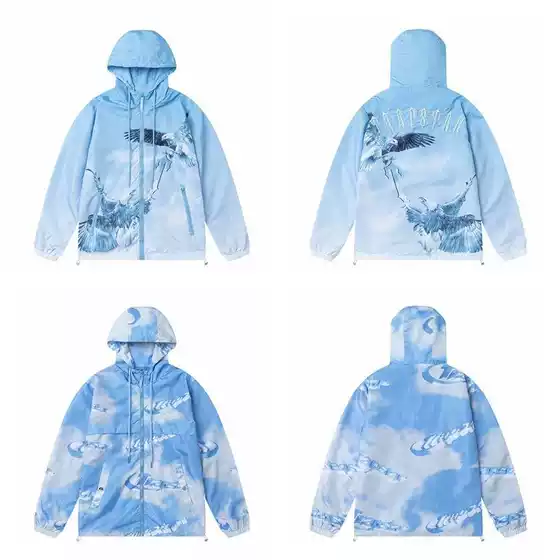 Trapstar Embroidered Letter Eagle Print Thin Jacket Outdoor Loose High Street Hooded Coat Trendy