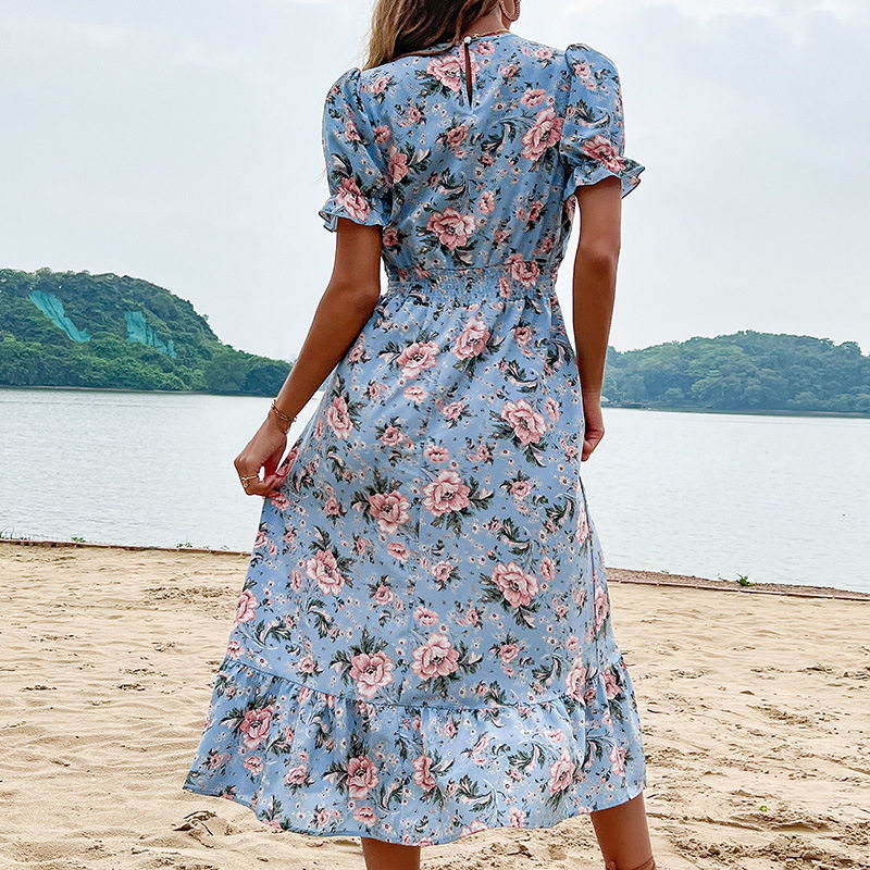 Vintage Sweetheart Neckline Summer Beach Dress Retro Style Comfortable Fabric Perfect for Vacation Wholesale Available