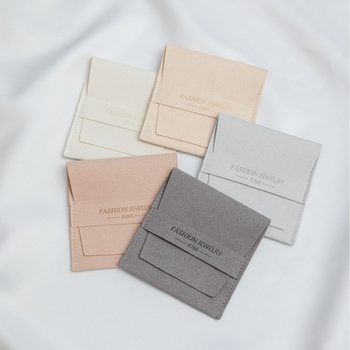 Microfiber Flip Envelope Bag Ring Earrings Jewelry Flannel Bag Necklace First Jewelry Bag Printable logo Factory in stock