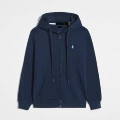 Zippered, royal blue with sky blue label