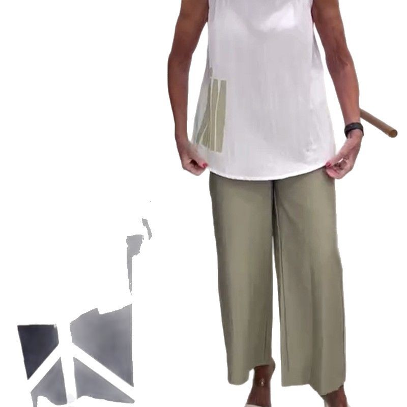Casual Loose Fit Sleeveless Top and Wide Leg Straight Pants Set Stylish Comfortable Versatile Perfect for Work or