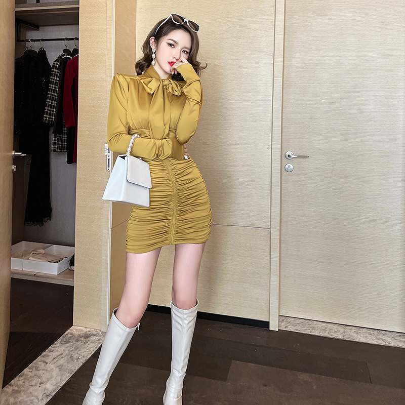 (Mới) Mã B7119 Giá 1220K: Váy Đầm Liền Thân Nữ Chdc Thắt Nơ Bướm Dáng Ôm Body Gợi Cảm Sexy Hàng Mùa Xuân Thu Đông Cổ Chữ V Trông Trẻ Hơn Tuổi Thời Trang Nữ Chất Liệu G04 Sản Phẩm Mới, (Miễn Phí Vận Chuyển Toàn Quốc).