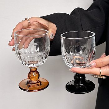 Middle Ancient Short Foot Cup Champagne Cup Niche Vintage Glass Wine Glass Ins-style High-grade Red Wine Glass Wine Glass