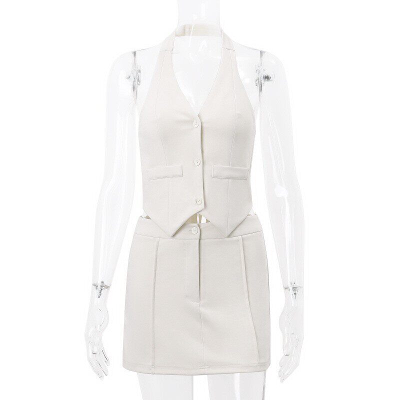 French Vintage Sleeveless Button Up Cardigan Irregular Vest Chic Crop Top Fall Outfit for Trendy Women Wholesale