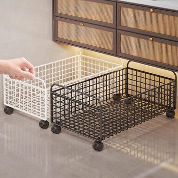 Under-Cabinet Dirty Clothes Basket, Dirty Clothes Storage Basket with Wheels, Large-Capacity Storage Rack under the Washstand, Removable Laundry Basket