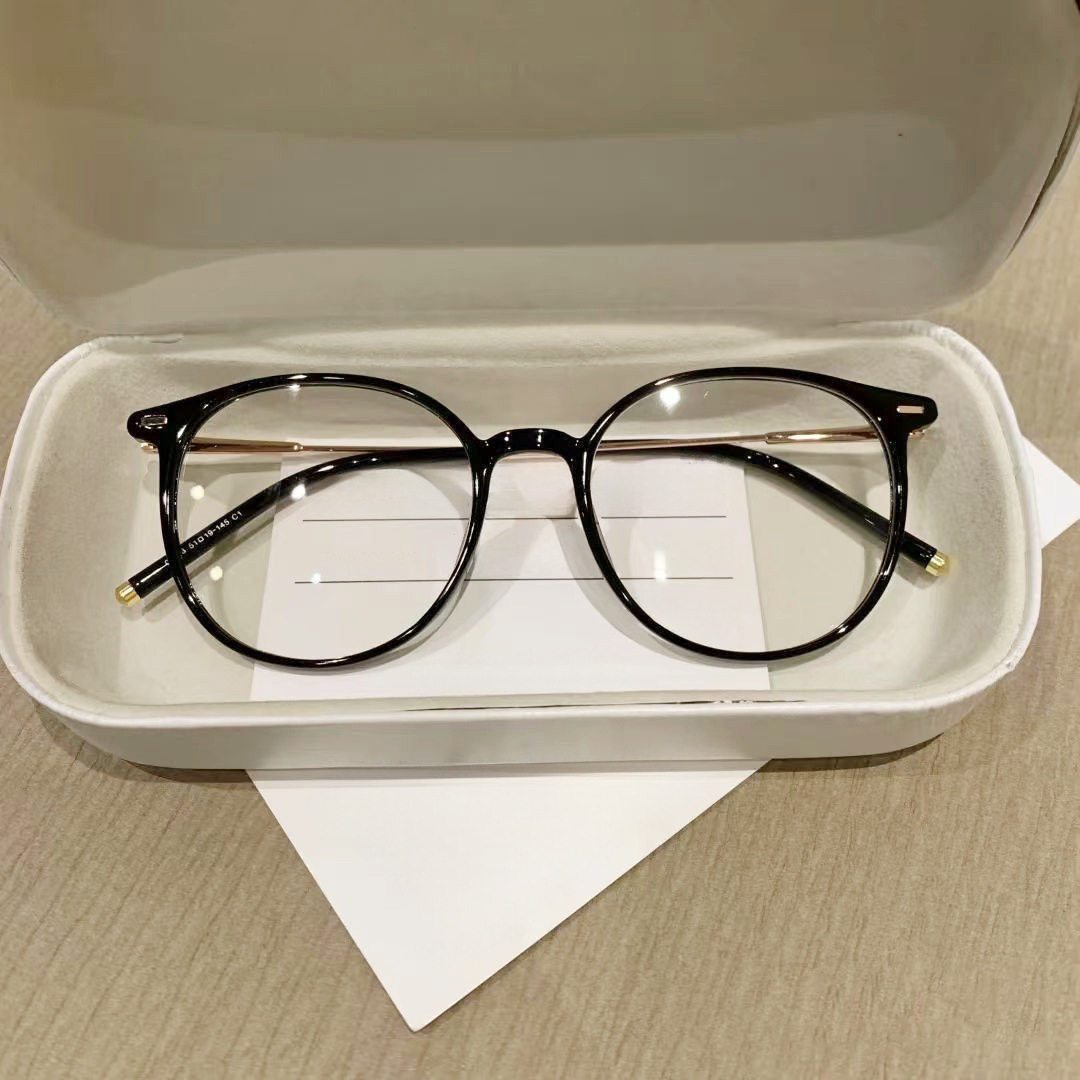 Douyin Translucent Tea Gold Glasses Ultra-Light Cold Brown Plain Makeup Artifact Female K-Style Myopia Can Be Equipped with Prescription Eye Frame Frames
