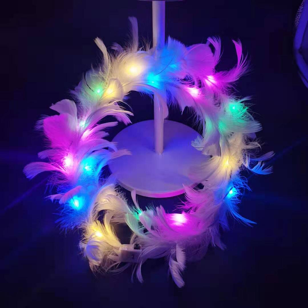发光皇冠天使翅膀羽毛发箍舞台节日头饰仙女头环发光玩具批发夜市