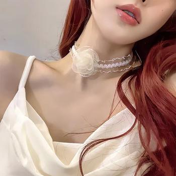 Black Rose Flower Lace Necklace Women Neck Strap Summer Fashion Sexy Collar Neck Accessories Neck Chain Ring