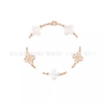 White shell diamond rose gold-five flower bracelet