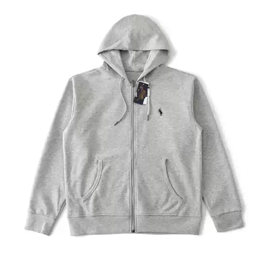 American Ralph Rl Sweatshirt Men's Spring and Autumn Cotton Hooded Zip-Up Polo Embroidered Pony Logo Pure Cotton Jacket