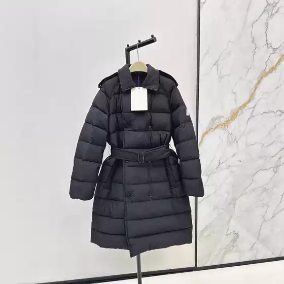 Shenzhen Nanyou 25 AW Fashion Letter & Logo Patch Notched Lapel Double-Breasted Waist-Defining Long Down Coat