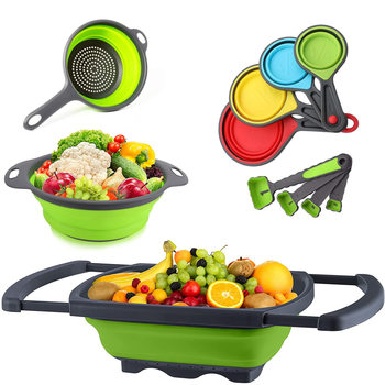 Kitchen Collapsible Vegetable Washing and Draining Basket, Household Plastic Vegetable Washing Basin, Folding Storage Vegetable Rack