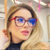 2022 new European and American cat eye plain glasses TR90 anti-blue light color matching plain glasses frame cross-border simple glasses frame