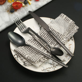 Factory Direct Stainless Steel Tableware Amazon Hot Sale Light Luxury Simple Hotel Steak Knife and Fork Spoon Dessert Spoon