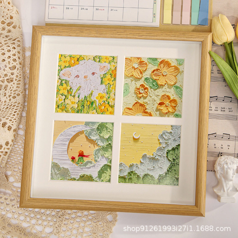 Oil painting stick picture frame diy four-grid nine-grid hand-made creative gift wholesale square photo frame decoration