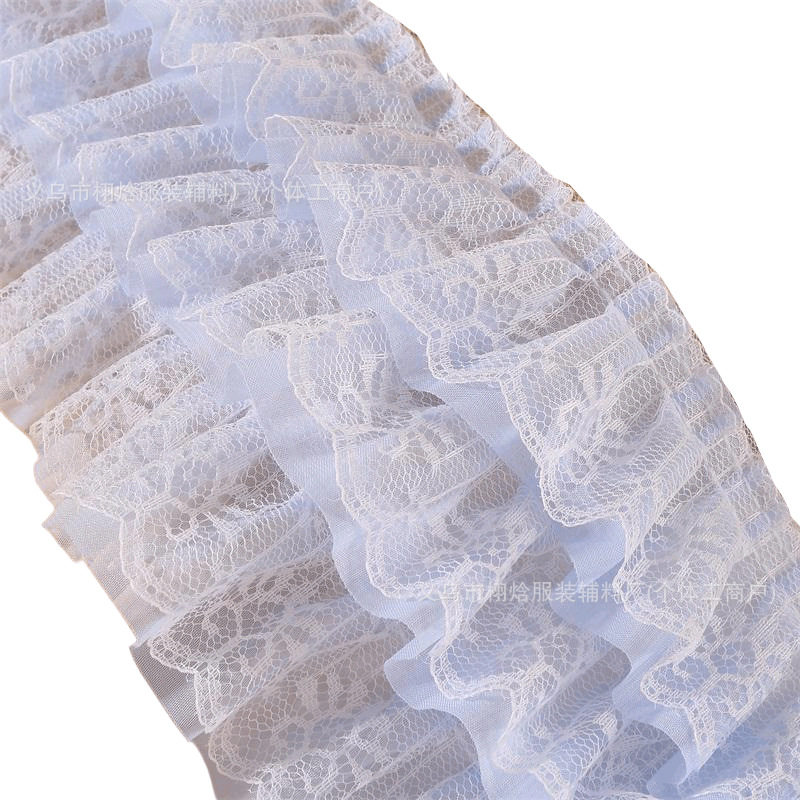 In-Stock Three-Layer Chiffon Lace Trim Handmade DIY Curtain Lolita Skirt Hem Discount Pleated Lace Trim Accessories