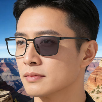 New European and American Fashion Square Frame Sunglasses for Men, Outdoor Color-Changing High-End Sun Protection Men's Sunglasses, Cross-Border Wholesale